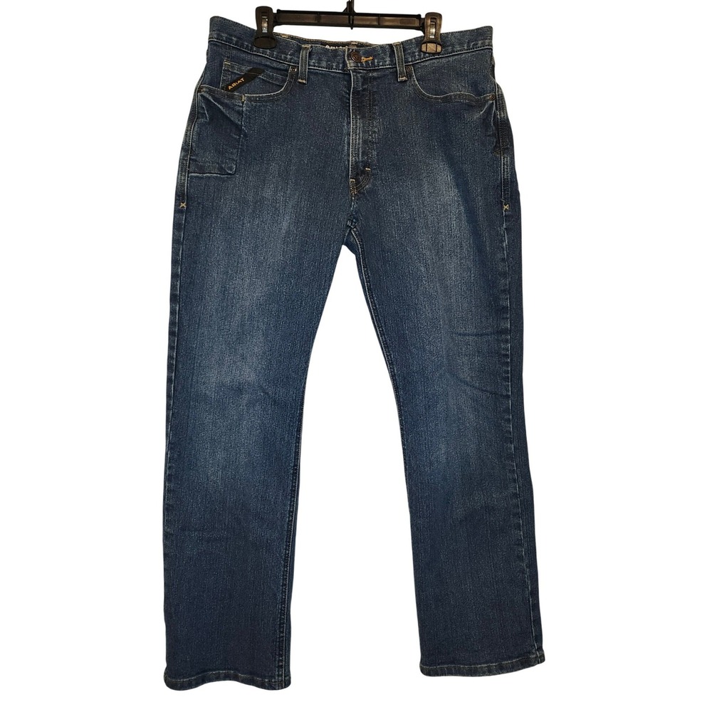 Ariat Rebar M4 Relaxed Boot Cut Jeans Mens 36x31 Carbine Blue Denim 10016221